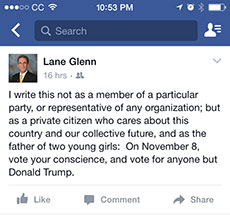 Facebook post by Lane A. Glenn, president of Northern Essex Community College.