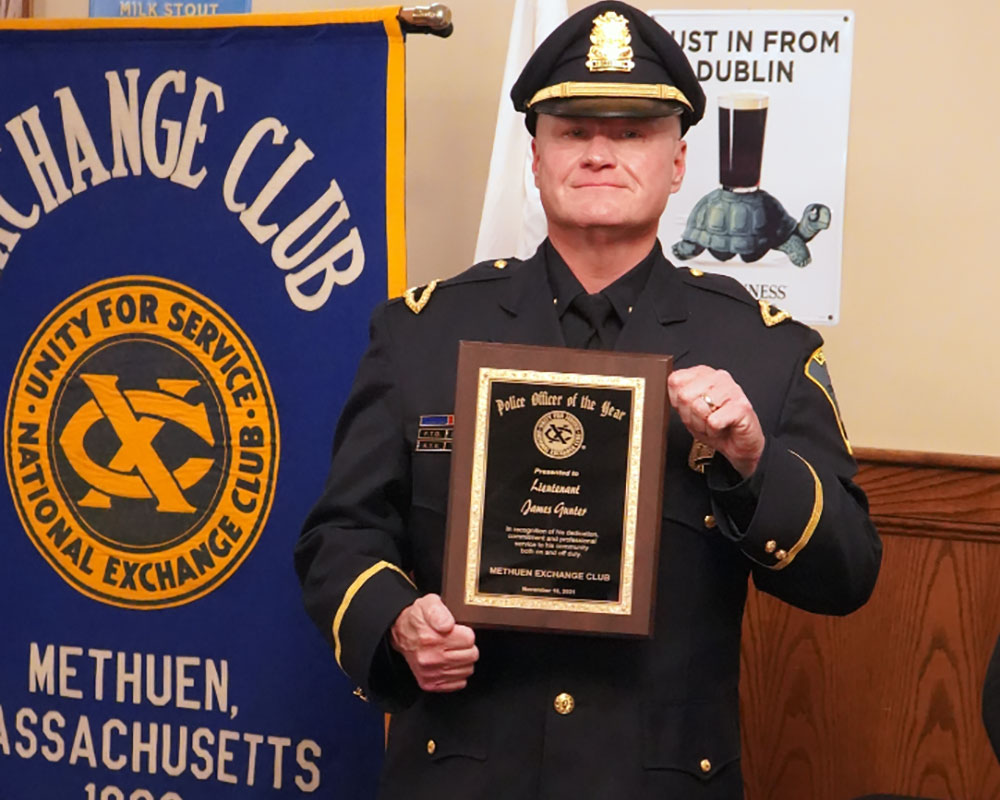 Methuen Exchange Club Names Lt. James Gunter as 2021 Police Officer of the Year