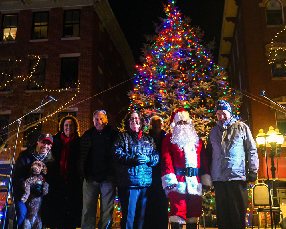 Santa Claus Helps Light Haverhill’s Christmas Tree in Washington Square
