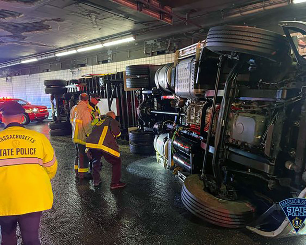 Methuen Man Uninjured After Tractor-Trailer Rollover in Boston Tunnel; Police Issue Speeding Ticket