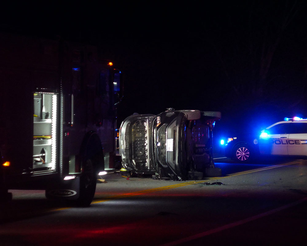 One Receives Minor Injuries After Car Collides with Utility Pole, Flips in Haverhill