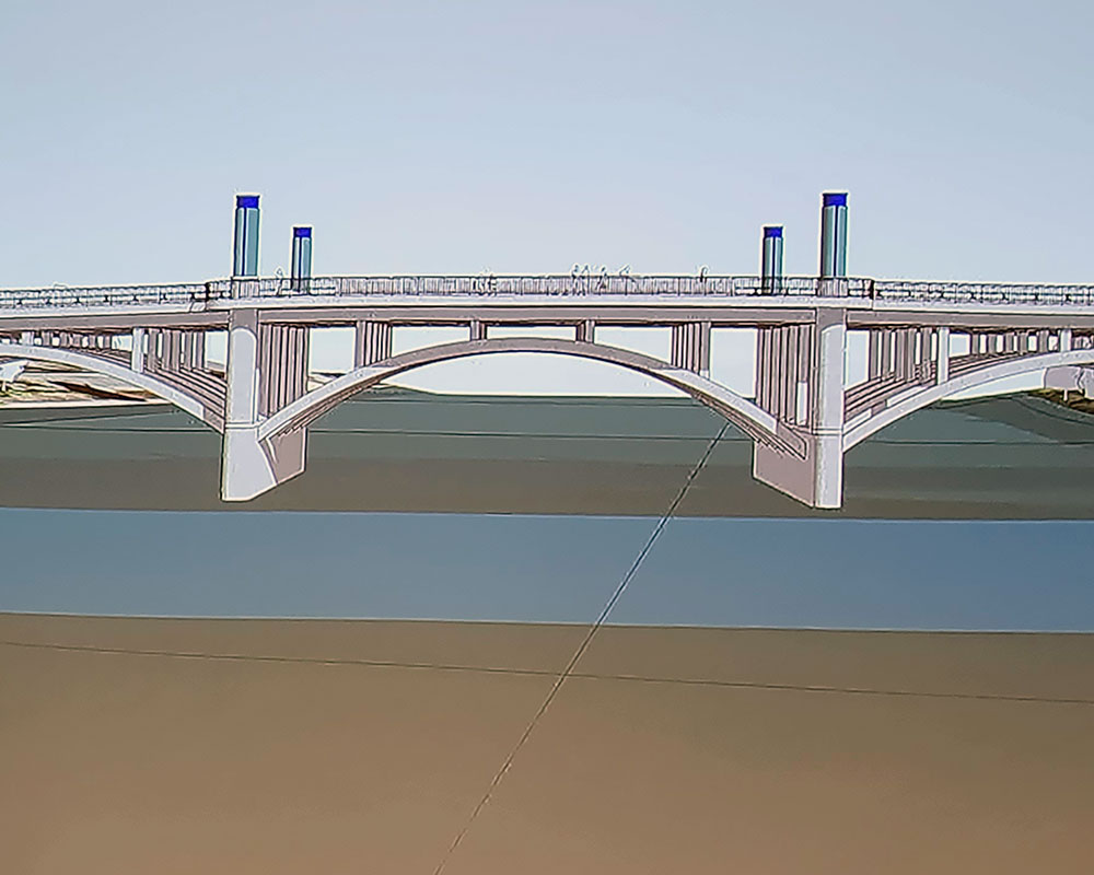 Rough Design for New Four-Lane Basiliere Bridge Shows Familiar Arches, Vertical Beacons
