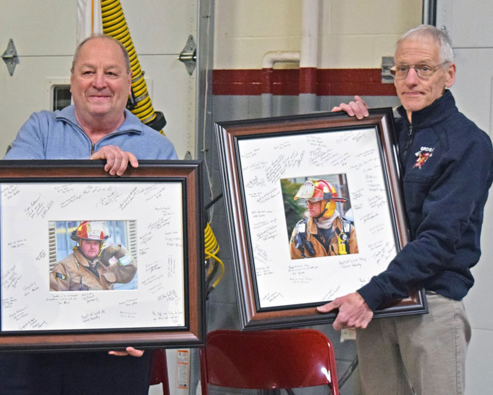 Groveland Fire Lt. Credit and Firefighter Gilford Receive Accolades Upon Retirement